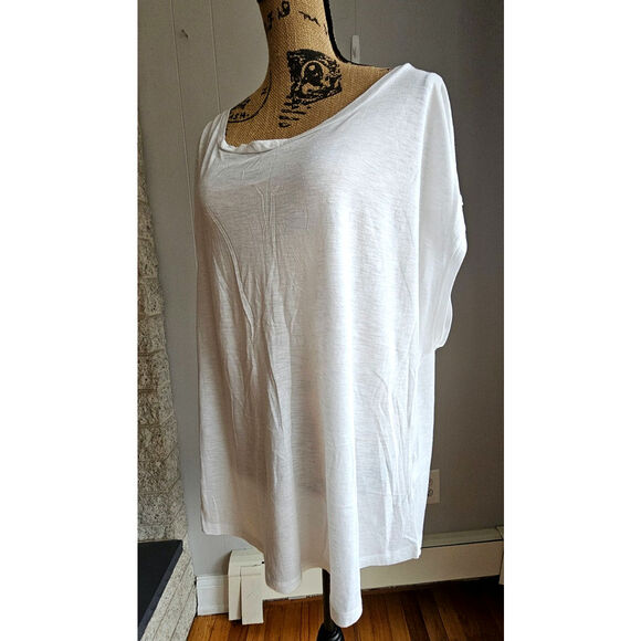Garnet Hill White T Shirt, Pima Cotton/Modal Womens Sz L NEW - Picture 3 of 12